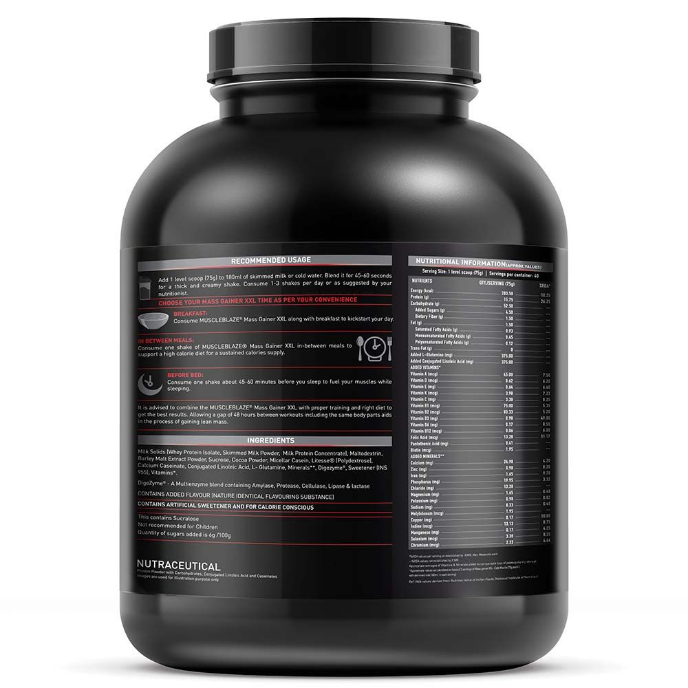 MuscleBlaze Mass Gainer XXL With Complex Carbs and Proteins in 3:1 ratio